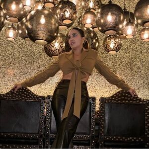 Forever 21 Brown Tie-Front Top